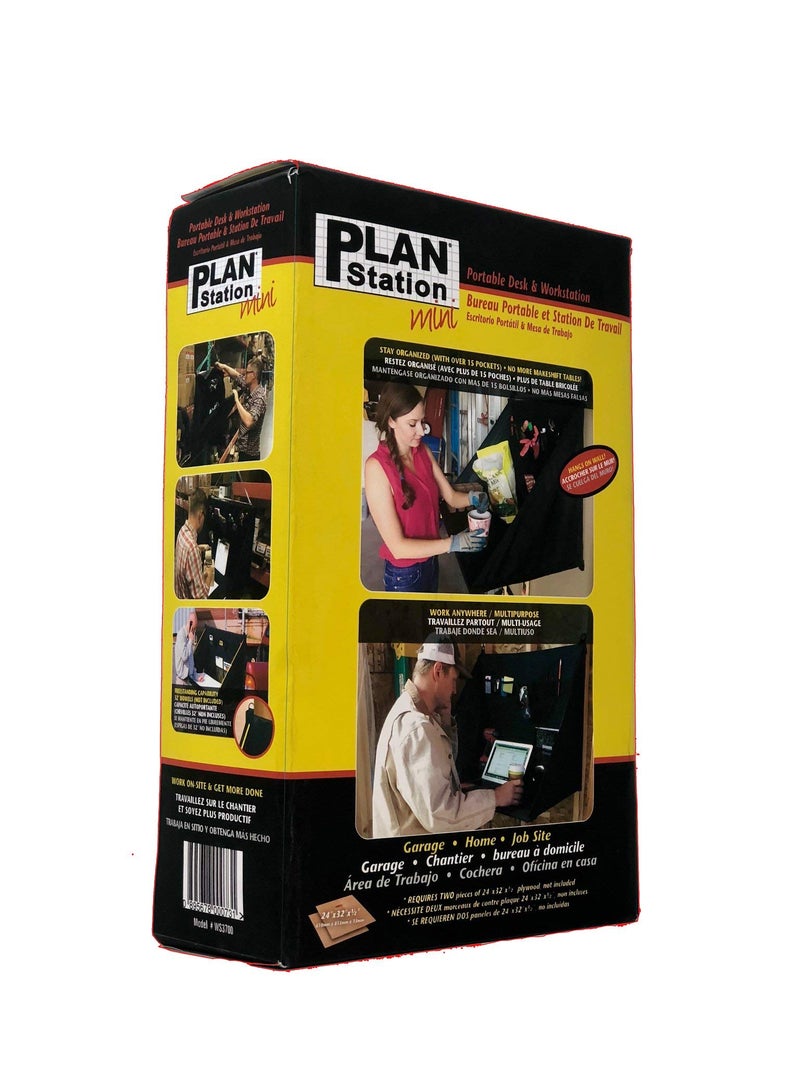Plan Station Mini Portable Standing Desk, Workbench, Work Station, Storage for Jobsite, Garage, Office, Shop, Hanging Work Surface, Black (WS3700) - Image 2